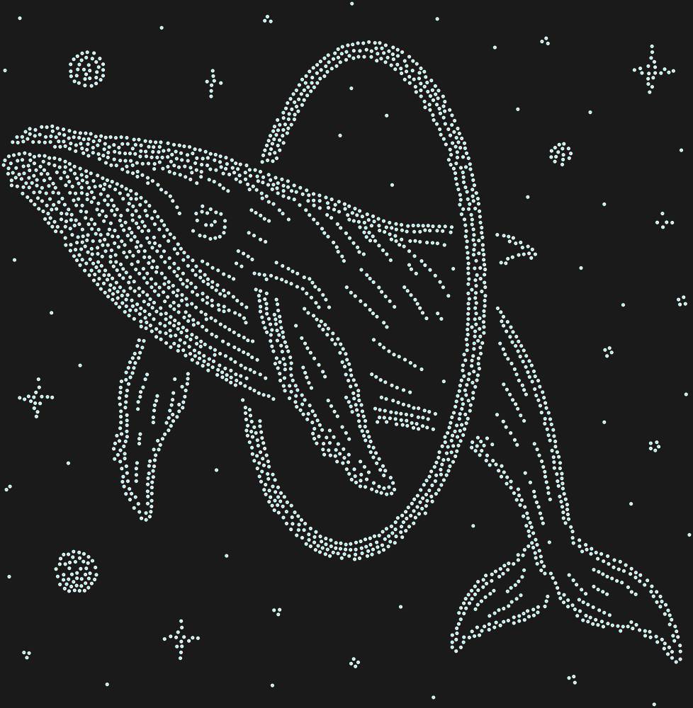 Трафарет Кит, прыгающий в обруч в космосе — RHT_WHALE1_SS20_CRYSTAL_AB_DMC