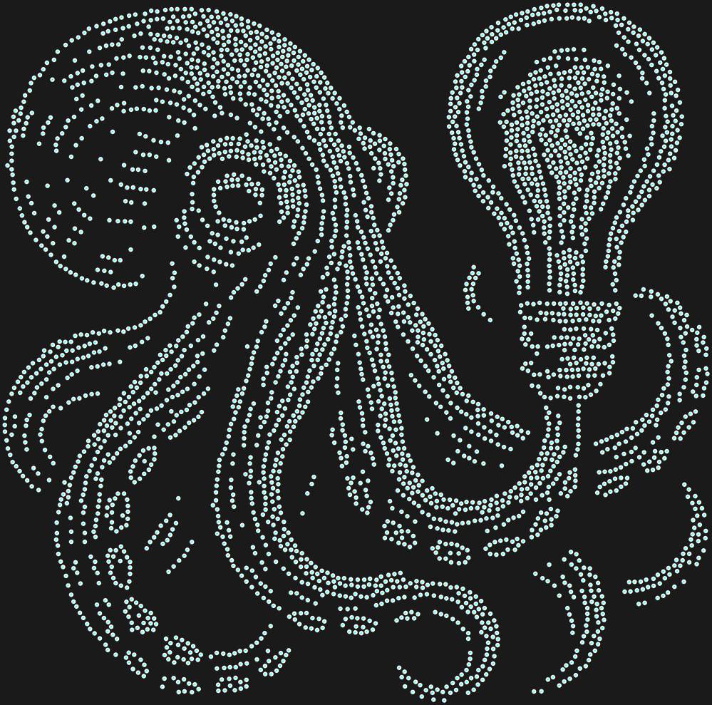 Трафарет Осьминог с лампой Эдисона — RHT_OCTOPUS1_SS6_CRYSTAL_AB_DMC