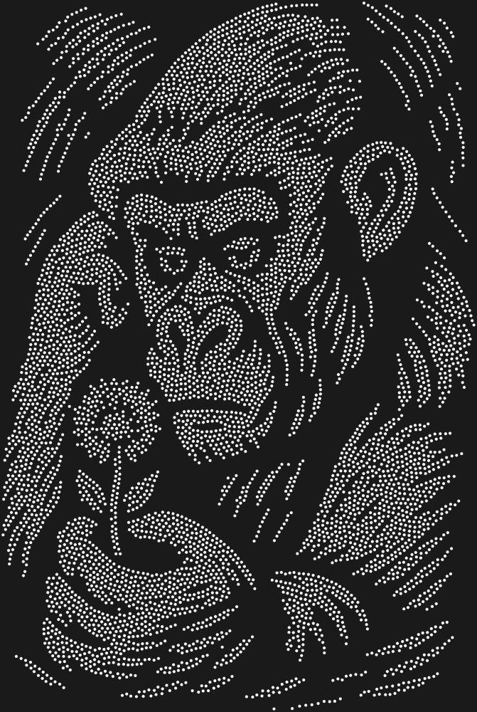 Трафарет Горилла и цветок — RHT_GORILLA1_SS6_CRYSTAL_CLEAR