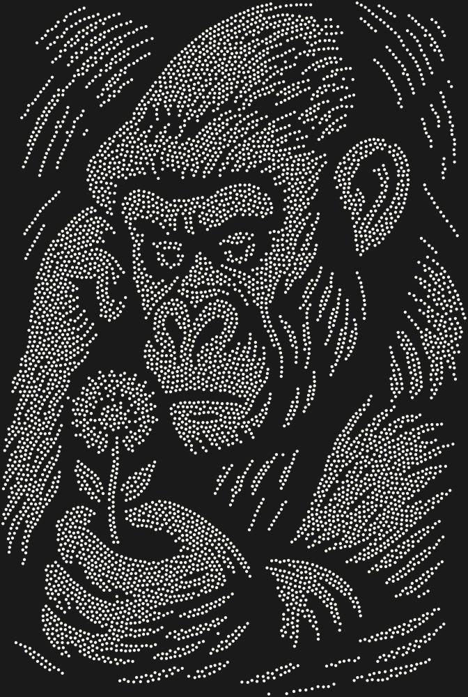 Трафарет Горилла и цветок — RHT_GORILLA1_SS12_CRYSTAL_AB