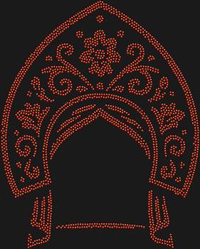 Rhinestone pattern "Kokoshnik". 2218 rhinestones. Elegant lines and floral motifs give the image a regal feel — this pattern will become a true gem in any ethnic style collection.