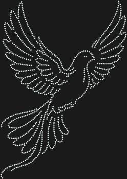 Шаблон Голубка, осыпанный 924 искрящимися стразами, словно замерший полёт мечты, нежно прикоснётся к вашей душе.