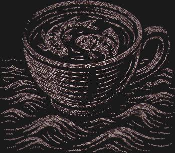 Rhinestone stencil "Carps in a Cup." 6000 rhinestones. A fantasy on the verge of dream and reality: the tea surface transforms into an ocean, and two fish — into symbols of endless movement and balance.