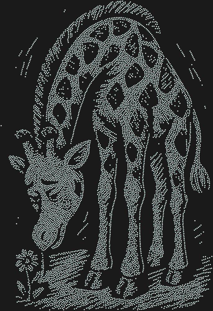 Трафарет Жираф и цветочек — RHT_GIRAFFE2_SS10_CRYSTAL_AB_DMC