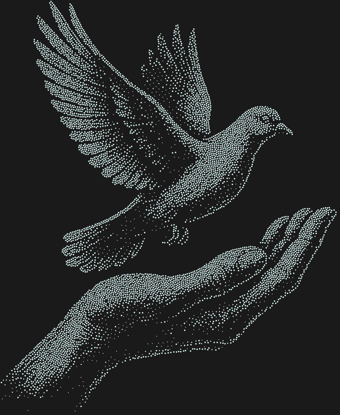 Трафарет Голубь, взлетающий с руки — DOVEHAND1