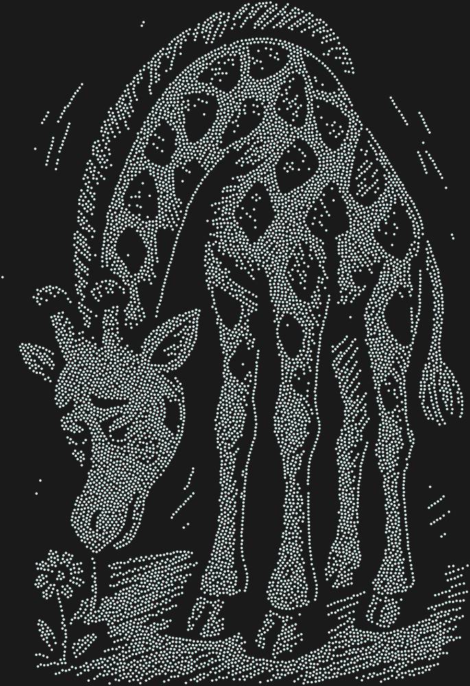Трафарет Giraffe and a flower — RHT_GIRAFFE2_SS6_CRYSTAL_AB_DMC