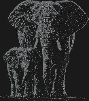 Рисунок из страз «Слониха со слоненком», оживающий в сиянии 8576 кристаллов, подарит вашему дому нежность материнской любви и таинство дикой природы.