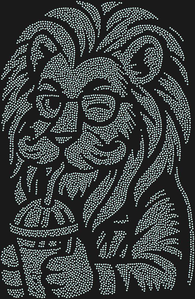 Трафарет Лев-хипстер — RHT_LIONHIPSTER1_SS6_CRYSTAL_AB_DMC