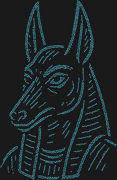 Rhinestone pattern "Anubis". 2138 rhinestones. A predatory gaze, strict lines, and an aura of ancient magic—this pattern seems to have been transplanted from temple paintings into a modern interpretation.