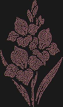 Rhinestone Stencil "Gladiolus". 1722 rhinestones. Floral motif for a stunning look.