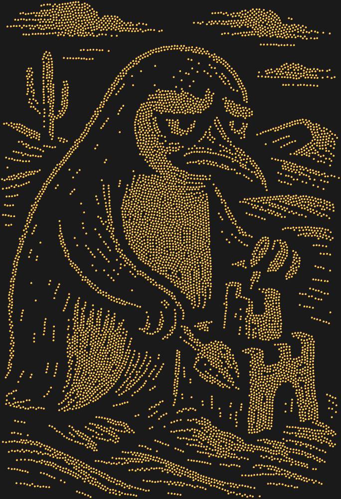 Трафарет A penguin in the desert — RHT_PENGUIN2_SS4_RED_VOLCANO