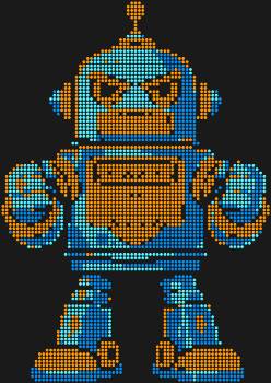 Шаблон из страз «Робот ретрофутуристический» в 3346 сверкающих гранях зовет вас погрузиться в мир винтажных фантазий, где будущее встречается с изяществом прошедших эпох.