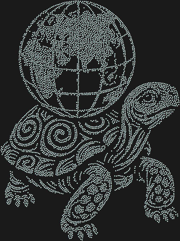 Трафарет Черепаха, держащая земной шар — RHT_TURTLE3_SS12_CRYSTAL_AB_DMC