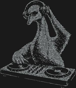 Гусь-диджей, сияющий 3666 стразами, наполнит ваш мир вихрем ярких красок и весёлых ритмов, приглашая окунуться в бесконечный праздник творчества.