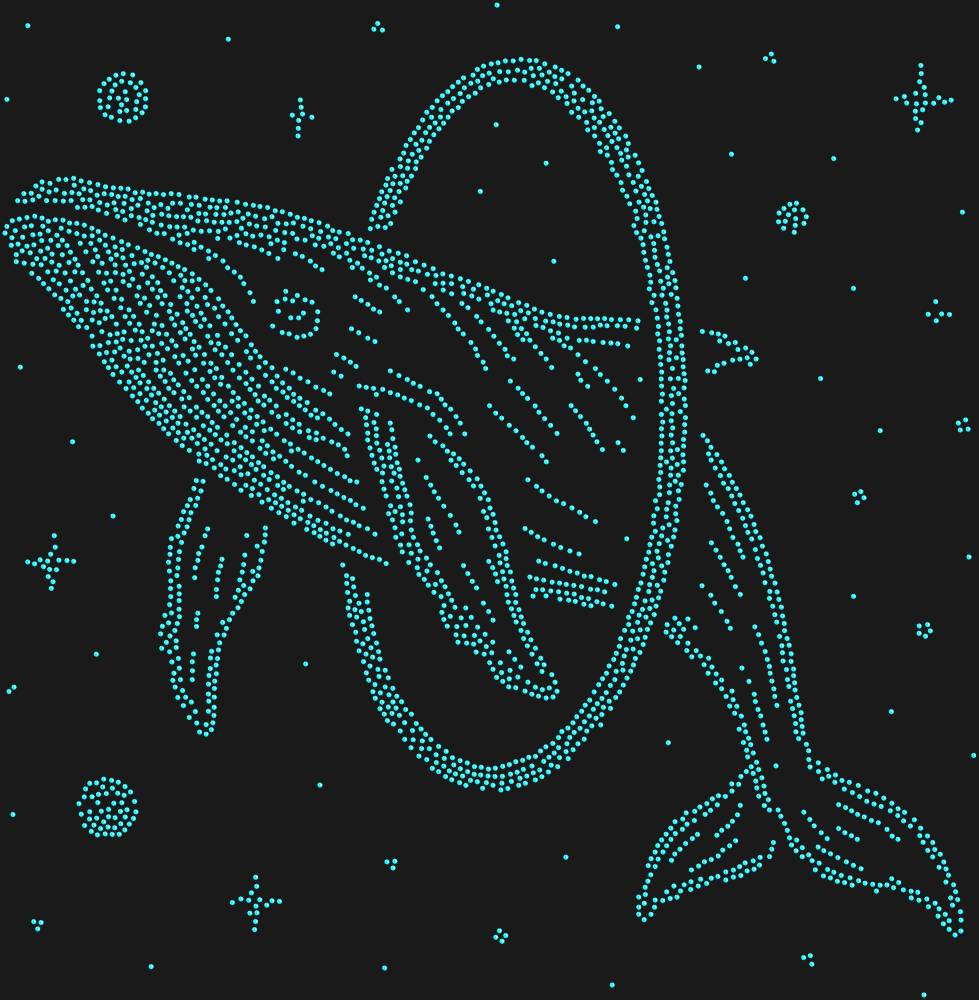 Трафарет Кит, прыгающий в обруч в космосе — RHT_WHALE1_SS16_AQUAMARINE