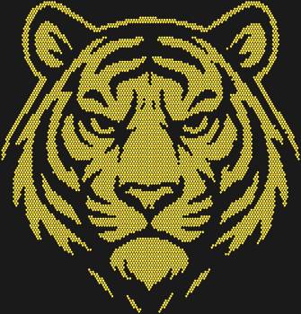 Tiger stencil, 6488 rhinestones — a motif for creating bold and spectacular looks with a spirit of freedom and untamed natural power.