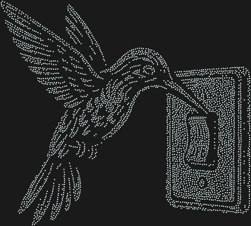 Трафарет Колибри — RHT_HUMMINGBIRD2_SS6_CRYSTAL_AB_DMC