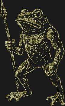 Frog with a spear - 2256 rhinestones. Not just an amphibian, but a protector of underwater lands. A fun and original design for vibrant projects.