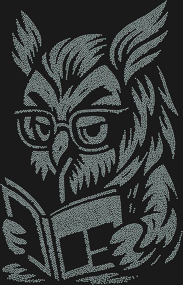 Трафарет Owl with glasses — RHT_OWLBOOK1_SS8_CRYSTAL_AB_DMC