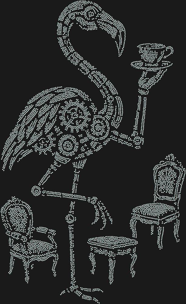 Трафарет Чаепитие механического фламинго — RHT_FLAMINGO2_SS10_CRYSTAL_AB_DMC