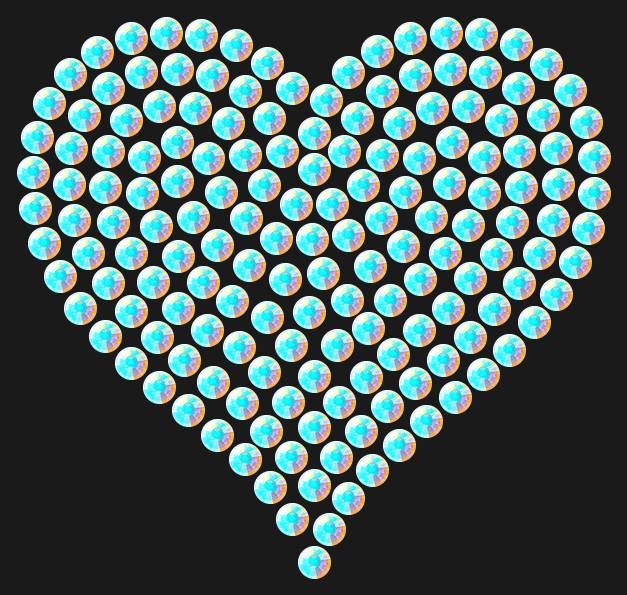 Трафарет Heart average — RHT_HEART2_SS10_CRYSTAL_AB_DMC