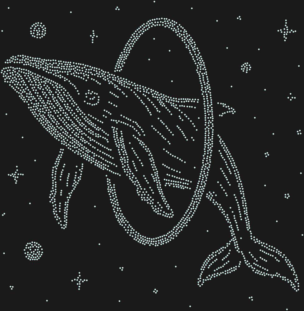 Трафарет Кит, прыгающий в обруч в космосе — RHT_WHALE1_SS10_CRYSTAL_AB_DMC