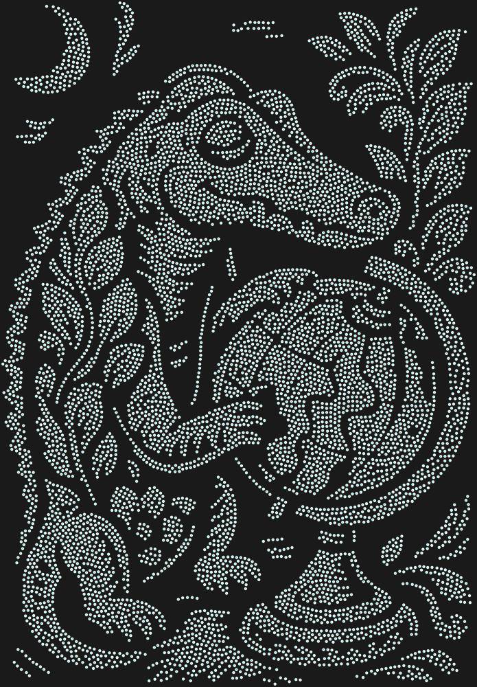 Трафарет Крокодил и старый глобус — RHT_CROCODILEGLOBE1_SS16_CRYSTAL_AB_DMC