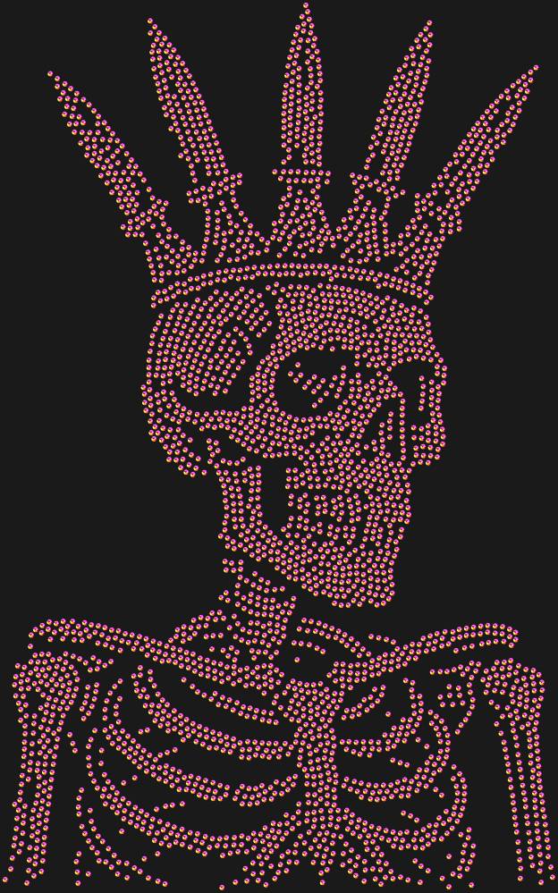 Трафарет Скелет в короне из ножей — RHT_SCULL3_SS16_RAINBOW