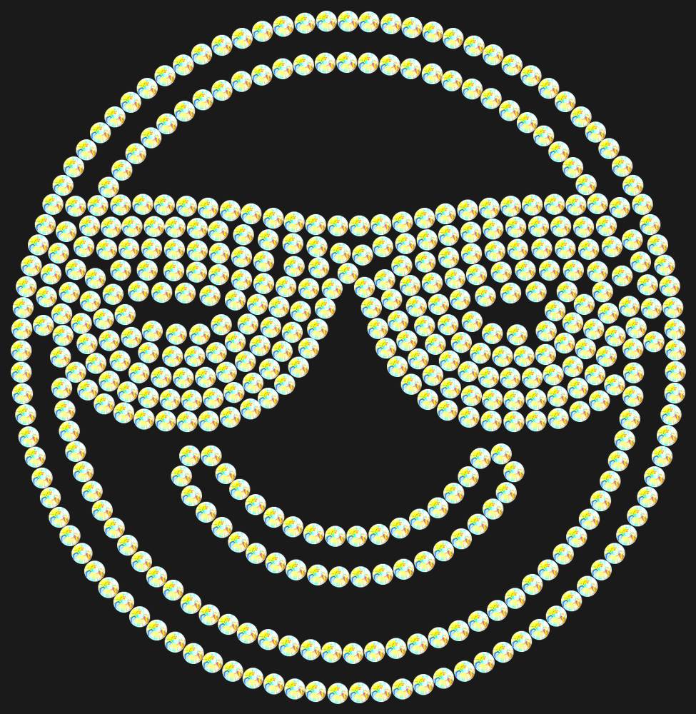 Трафарет Smiling face with sunglasses — RHT_SMILE3_SS10_CRYSTAL_AB