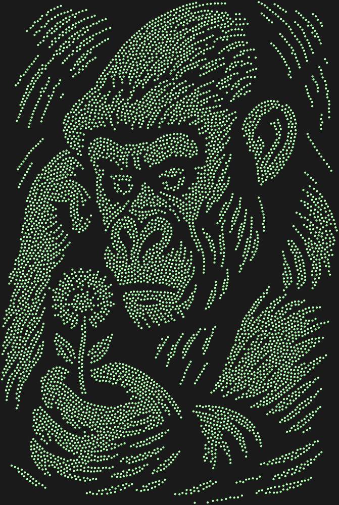 Трафарет Горилла и цветок — RHT_GORILLA1_SS16_LT_PERIDOT