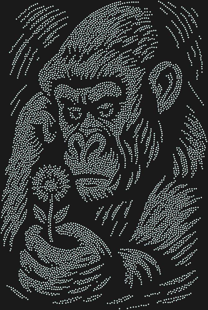 Трафарет Горилла и цветок — RHT_GORILLA1_SS20_CRYSTAL_AB_DMC
