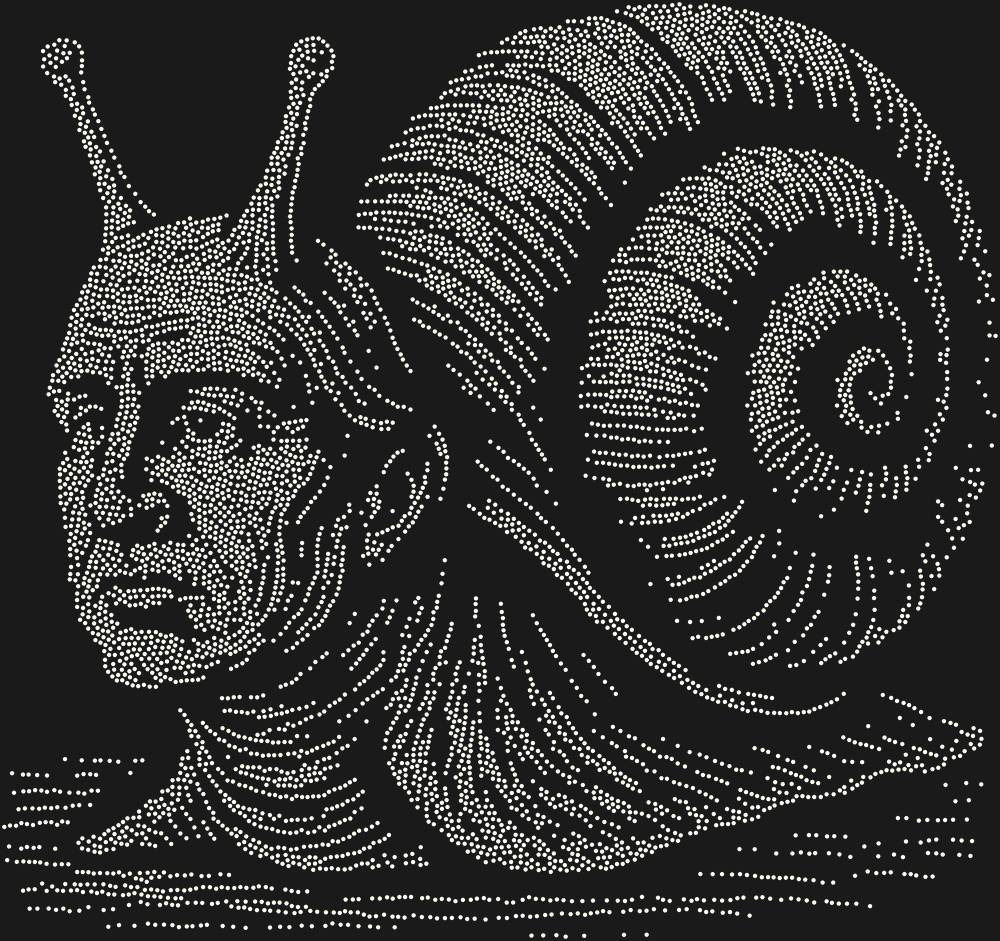 Трафарет Улитка с головой мыслителя — RHT_SNAIL2_SS12_CRYSTAL_AB