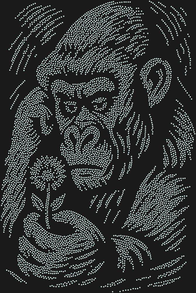 Трафарет Горилла и цветок — RHT_GORILLA1_SS16_CRYSTAL_AB_DMC