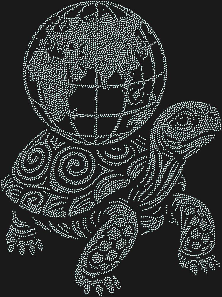 Трафарет A turtle holding the globe — RHT_TURTLE3_SS6_CRYSTAL_AB_DMC