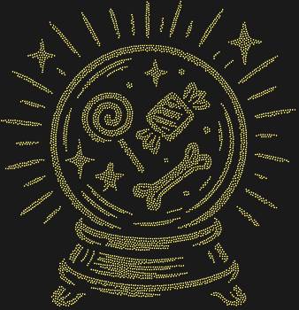 Хрустальный шар со сладостями, украшенный 4141 сверкающей стразой, — это не просто трафарет, а волшебный портал в мир сладких грёз, где предсказания всегда самые вкусные.