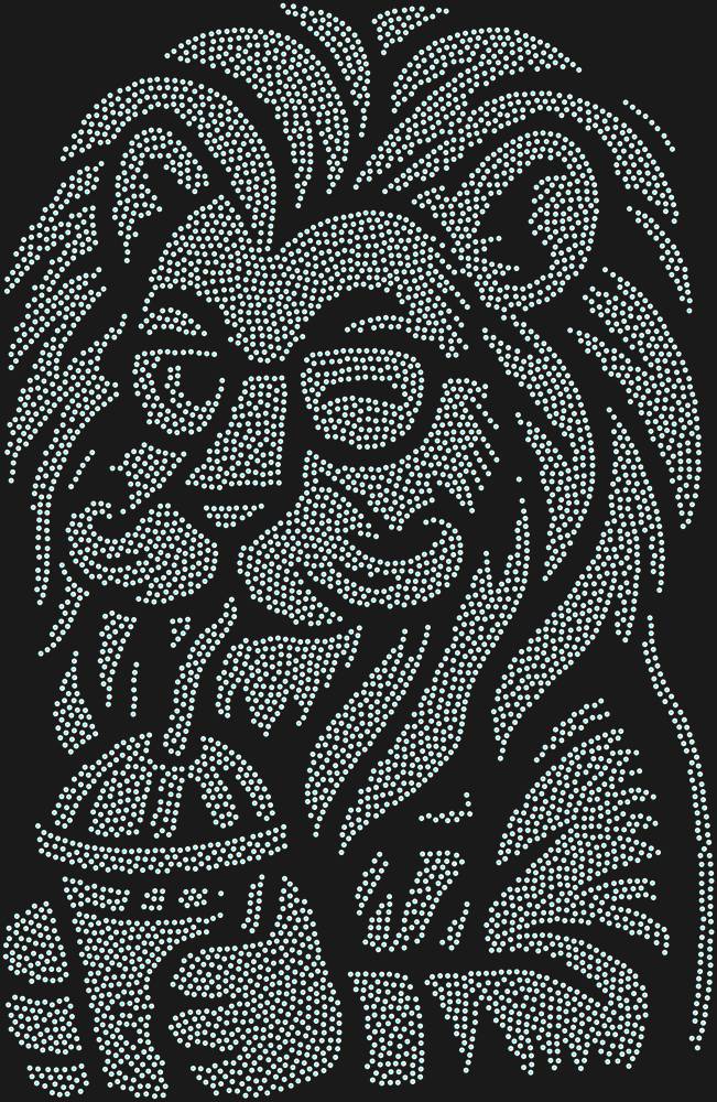 Трафарет Лев-хипстер — RHT_LIONHIPSTER1_SS4_CRYSTAL_AB_DMC
