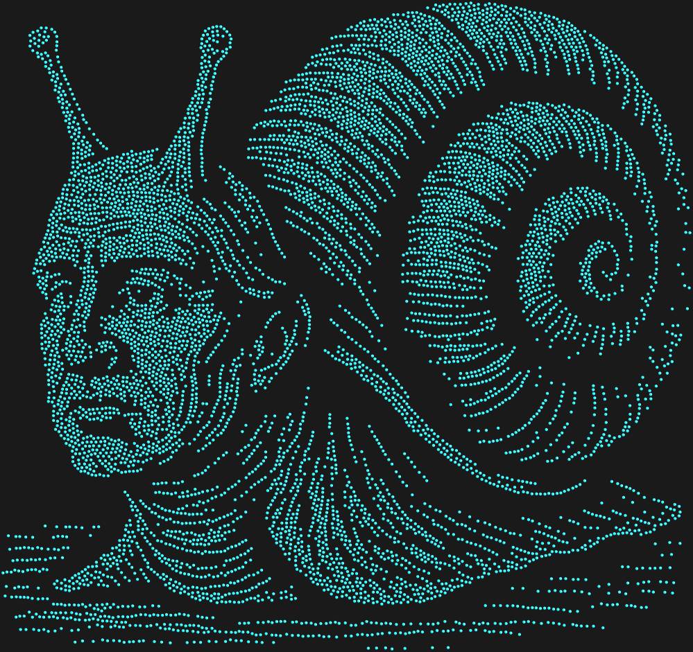 Трафарет Улитка с головой мыслителя — RHT_SNAIL2_SS10_AQUAMARINE