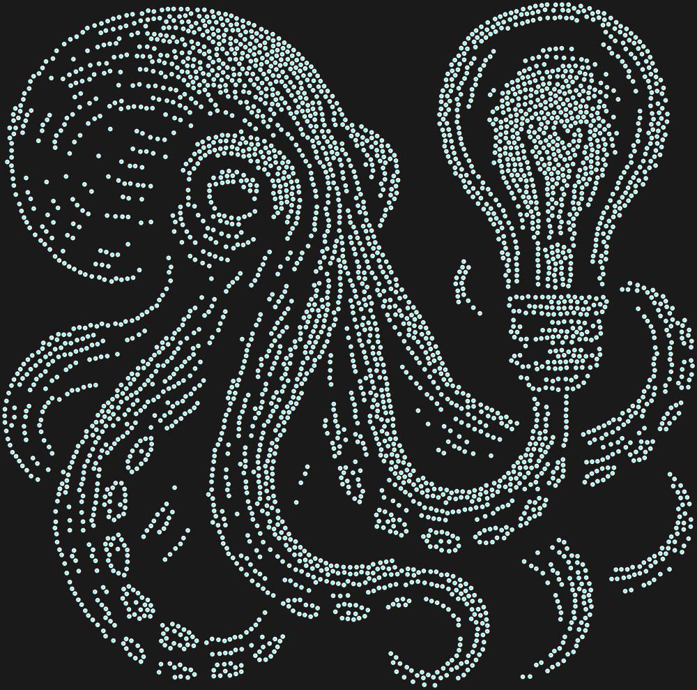 Трафарет Осьминог с лампой Эдисона — RHT_OCTOPUS1_SS10_CRYSTAL_AB_DMC