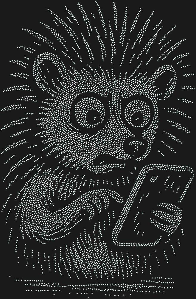 Трафарет Ёж со смартфоном — RHT_HEDGEHOG1_SS3_CRYSTAL_AB_DMC