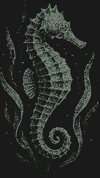 Рисунок из страз «Морской конёк» с 3855 мерцающими огоньками: пусть каждое прикосновение к нему будет путешествием в чарующую глубину океана, где сказка оживает в сиянии ваших рук.