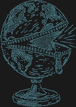 Rhinestone chart "Globe on a Zipper". 2744 rhinestones. What does the planet hide? Original design for lovers of philosophy, geography and surrealism.