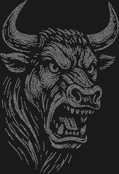 Original rhinestone template "Raging Bull (high resolution)". 6079 rhinestones. Power in every horn, tension in every line, challenge in every gaze.