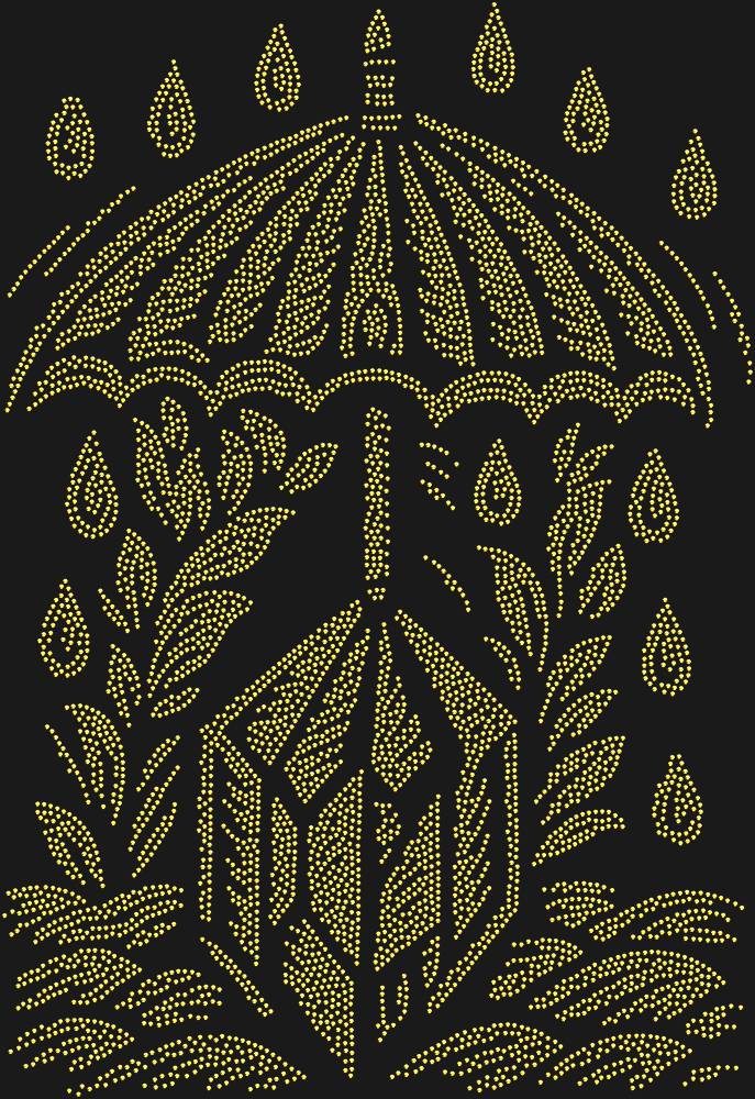 Трафарет An umbrella over the magical crystal — RHT_UMBRELLACRYSTAL1_SS16_GOLD