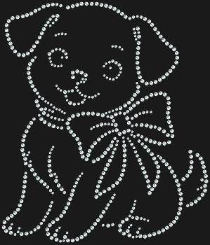 Щенок с бантом, озаренный 555 сияющими стразами, превратит ваше творение в трогательную историю искренней дружбы.