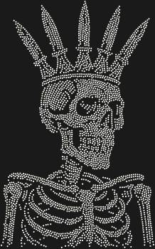 Rhinestone stencil by numbers "Skeleton in a crown of knives". An expressive symbol of power, eternity and dangerous beauty. Suitable for audacious and extraordinary projects.