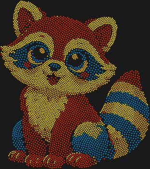 Рисунок из страз Енот, сияющий 4768 гранями, подарит вам нежную улыбку и уют, словно лучик счастья, вышитый вручную.