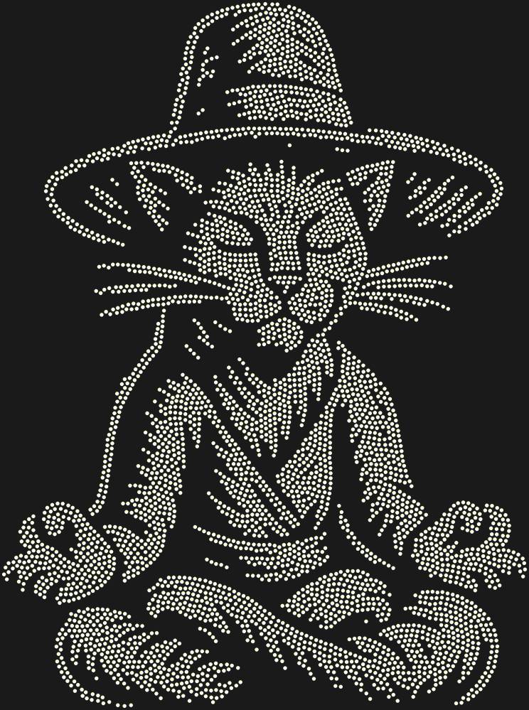 Трафарет Levitating cat in a hat — RHT_CATMEDITATE1_SS5_CRYSTAL_AB
