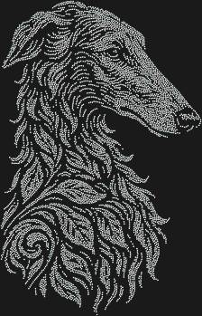 Original rhinestone stencil "Russian Borzoi". 6823 rhinestones. An image of elegance, lightness and devoted strength - for those who appreciate grace without superfluous words.