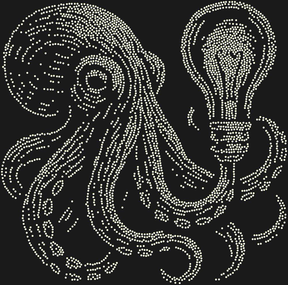 Трафарет Осьминог с лампой Эдисона — RHT_OCTOPUS1_SS20_CRYSTAL_AB