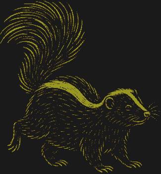 Скунс, сияющий 6535 стразами, игриво притопывает лапками, будто сошел с небес, чтобы подарить миру свой неповторимый шарм и озорное настроение.